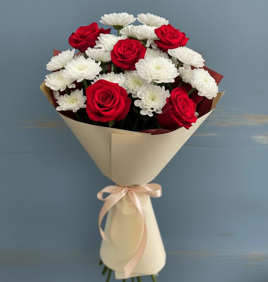 Букет цветов из: Розы и Хризантемы в Центральный Тульская область