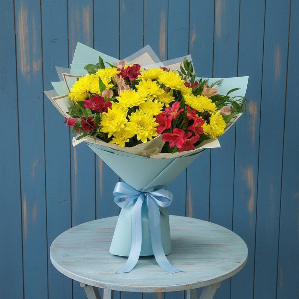 Букет цветов из: Альстромерии и Хризантемы в Центральный Тульская область