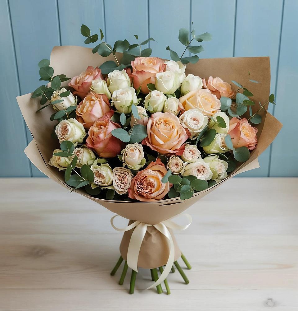 Букет цветов из: Альстромерии и Розы в Центральный Тульская область