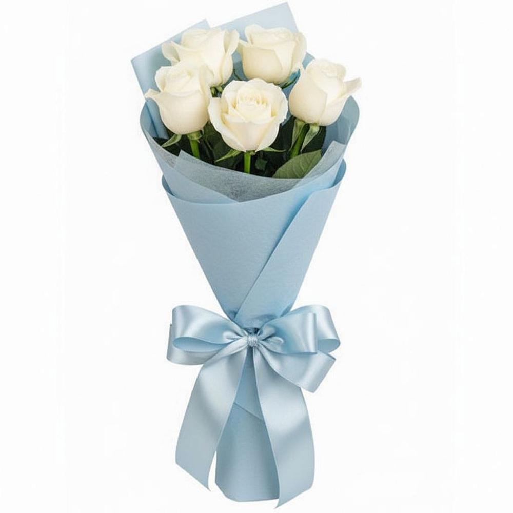 Букет 5 Белых роз Проуд в Центральный Тульская область