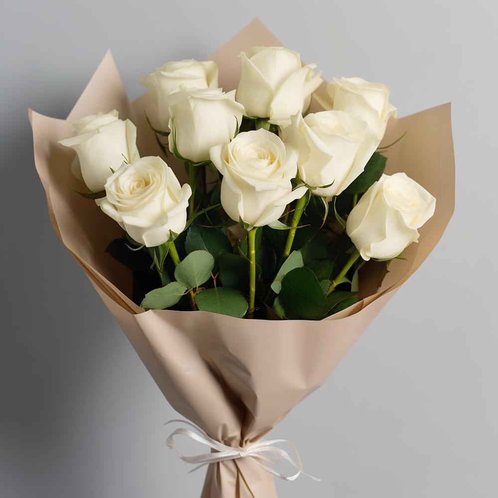 Букет 9 Белых роз Эдлесс Лав в Центральный Тульская область