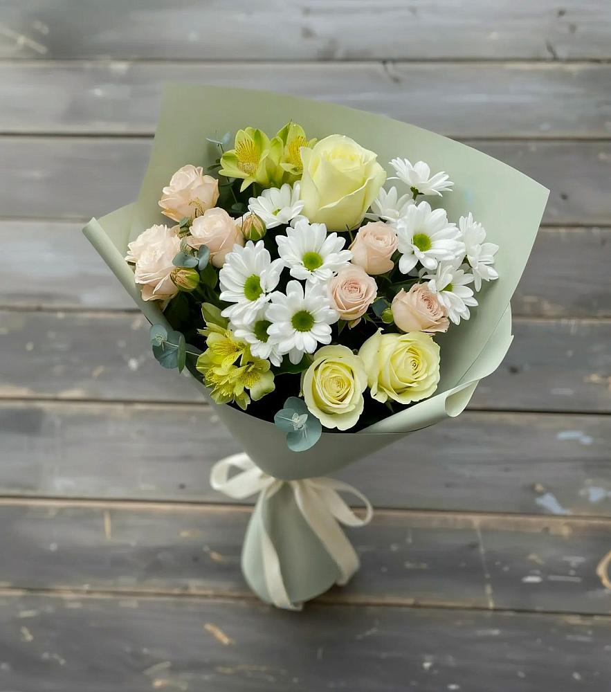 Букет цветов из: Альстромерии, Розы и Хризантемы в Центральный Тульская область