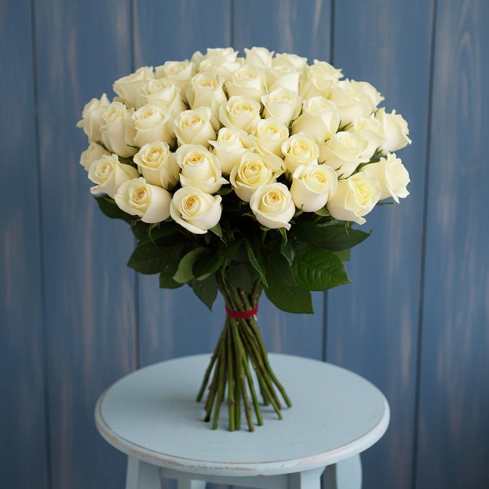 Букет 51 Белая роза Эдлесс Лав в Центральный Тульская область
