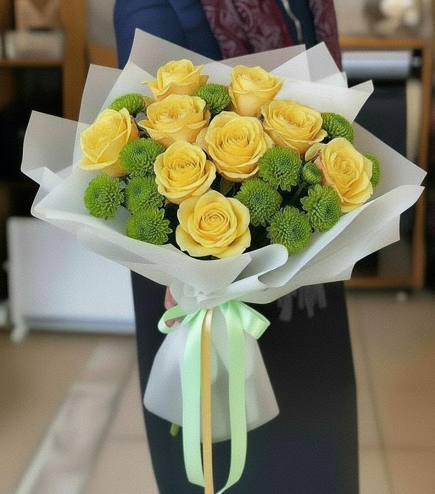 Букет цветов из: Хризантемы и Розы в Центральный Тульская область