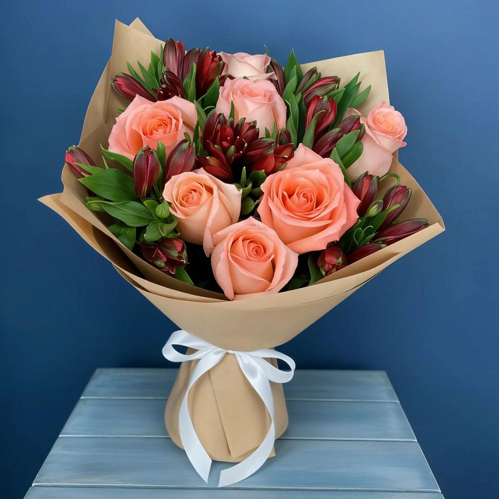 Букет цветов из: Розы и Альстромерии в Центральный Тульская область