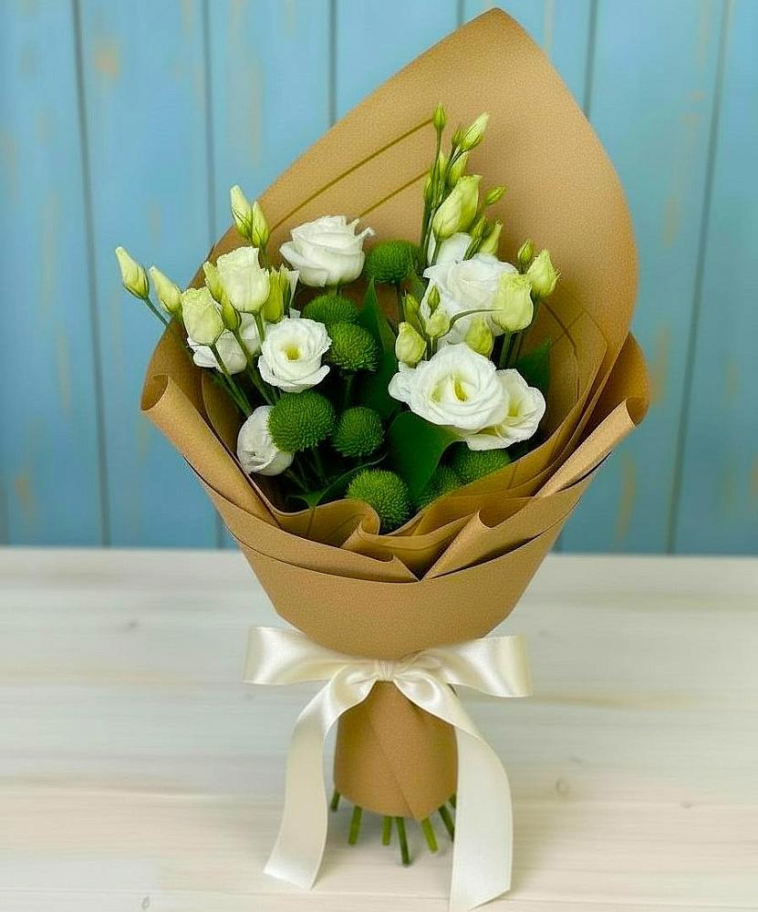 Букет цветов из: Хризантемы и Лизиантусы в Центральный Тульская область