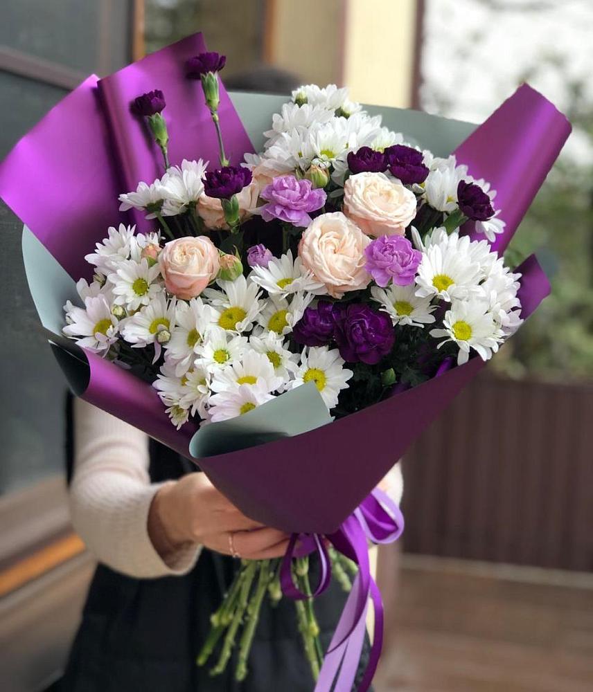 Букет цветов из: Хризантемы, Гвоздики и Розы в Центральный Тульская область