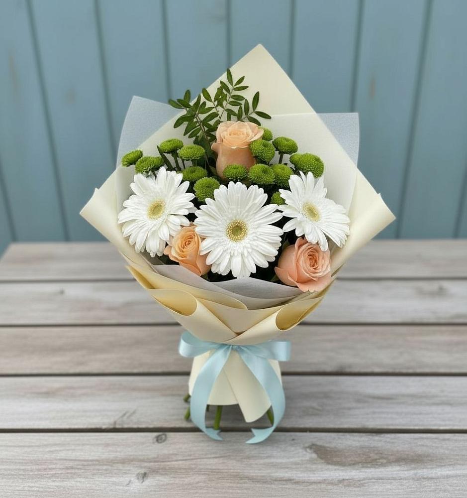 Букет цветов из: Герберы, Розы и Хризантемы в Центральный Тульская область