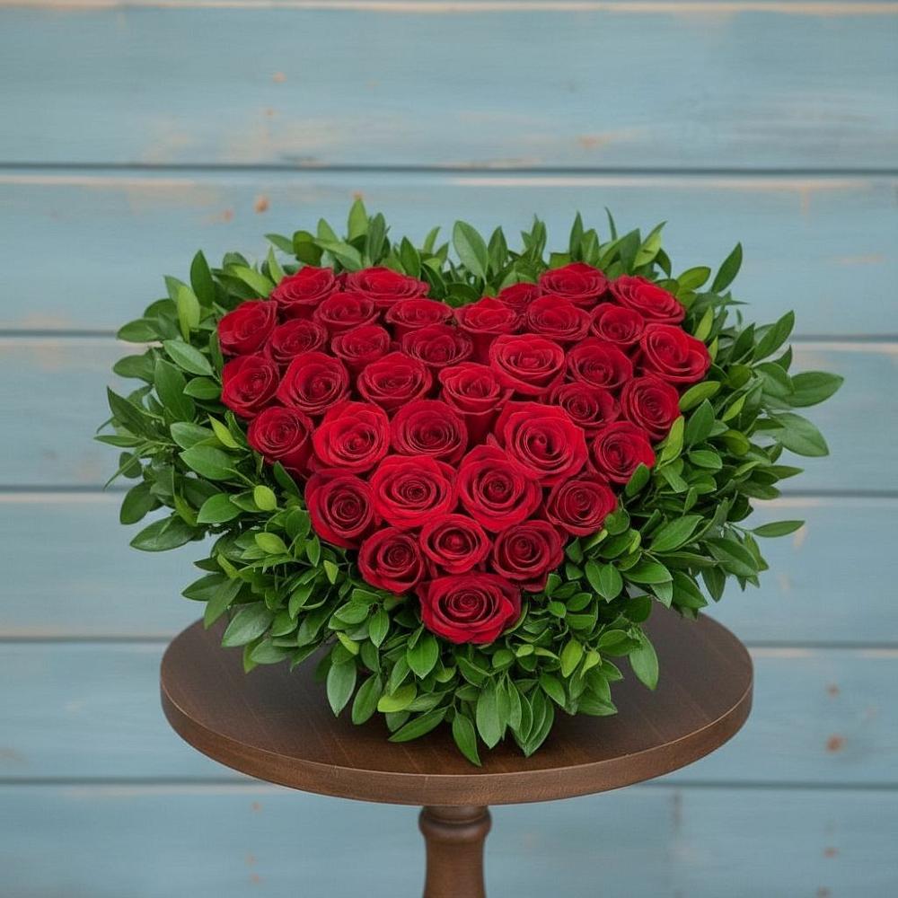 Цветочная композиция из Розы в виде сердца в Центральный Тульская область