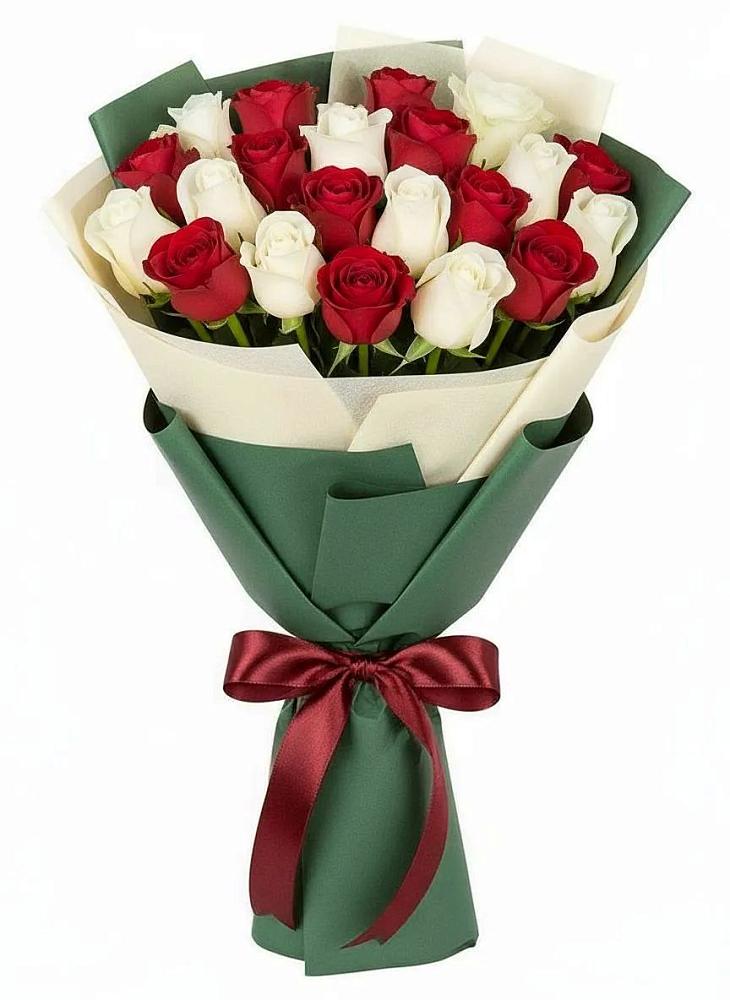 Букет Микс из красных и белых роз в Центральный Тульская область