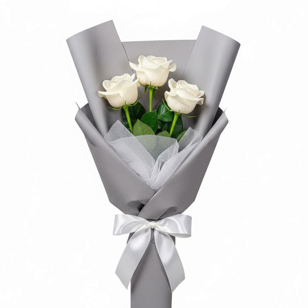 Букет 3 белые розы в Центральный Тульская область