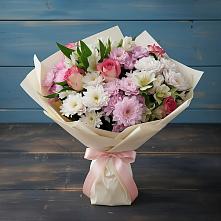 Букет цветов из:  Хризантемы, Альстромерии и Розы #REPLACE_PRED# Центральный Тульская область