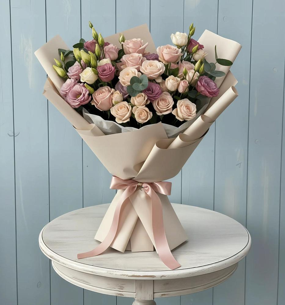 Букет цветов из: Розы и Лизиантусы в Центральный Тульская область