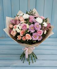Букет цветов из:  Хризантемы, Розы и Альстромерии в Центральный Тульская область