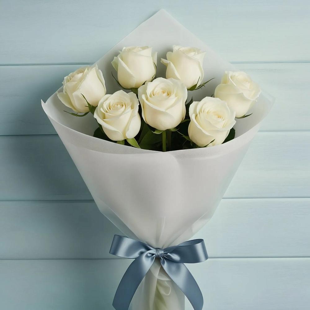 Букет 7 Белых роз Эдлесс Лав в Центральный Тульская область